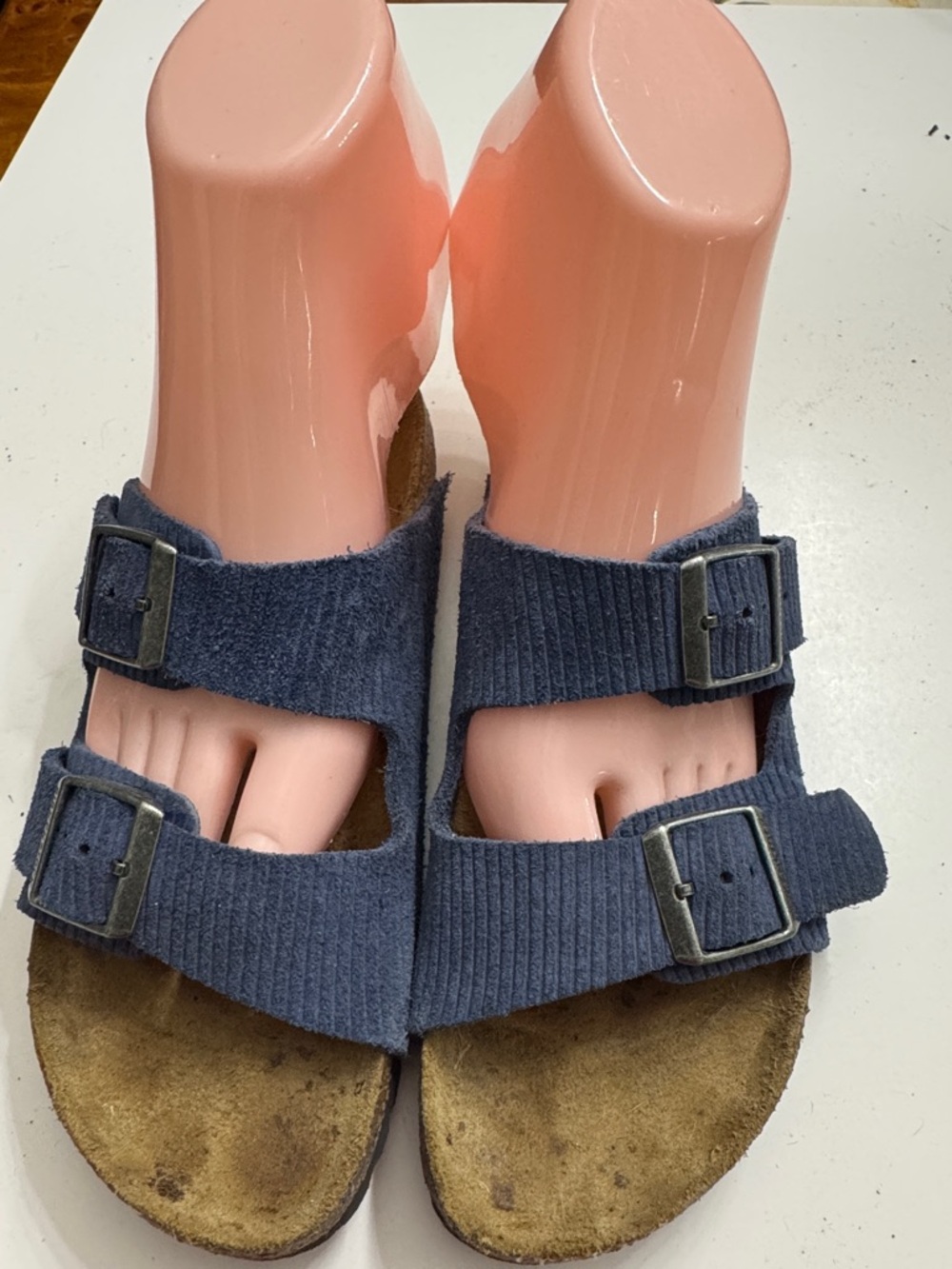 Birkenstock Women's Navy Double-Buckle Slide Slipper size 36